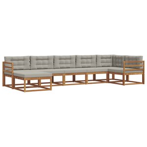 vidaXL Ensemble de canapés d'extérieur 7 pc Gris Naturel et Clair