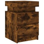 vidaXL Tables de chevet avec lumières LED 2 Pièces chêne fumé 35x39x55 cm