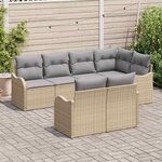 vidaXL Ensemble de canapé de jardin 7 Pièces Beige Poly rotin