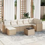 vidaXL Salon de jardin avec coussins 8 Pièces beige résine tressée