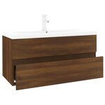 vidaXL Meuble lavabo avec bassin intégré Chêne brun Bois d'ingénierie