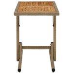 vidaXL Table de jardin Beige Bois massif d'acacia et poly rotin