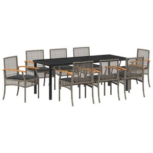 vidaXL Ensemble de salle à manger pour jardin 9 Pièces Gris polyrotin