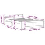 vidaXL Cadre de lit sans matelas blanc bois massif 140x190 cm