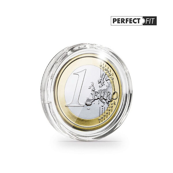 Capsules rondes ULTRA PERFECT FIT pour pièces de 1 euro. Paquet - 10 capsules