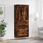 vidaXL Buffet haut Chêne fumé 69 5x34x180 cm Bois d'ingénierie