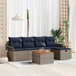 vidaXL Ensemble de canapé de jardin avec coussin 6 Pièces Gris Poly rotin