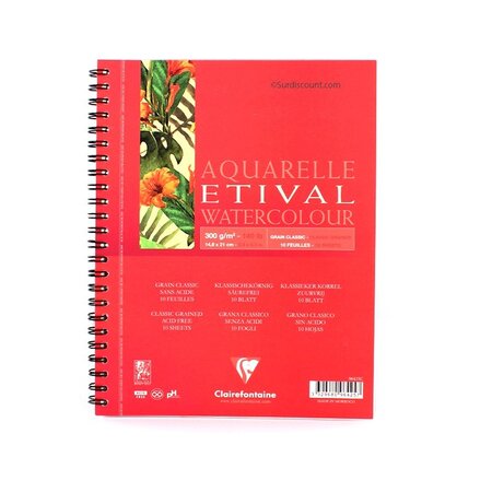 Bloc etival aquarelle a5 - grain classic - 10 feuilles - clairefontaine