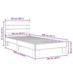 vidaXL Cadre de lit sonoma gris 100x200 cm bois d'ingénierie et métal