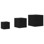Ensemble de 3 tables d'appoint empilables en bois d'ingénierie noir
