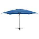 vidaXL Parasol de jardin à 4 niveaux avec mât en aluminium bleu azuré