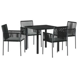 vidaXL Ensemble de salle à manger pour jardin 5 Pièces Noir Rotin PE