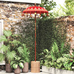 vidaXL Parasol avec Base Rouge et brun 250 cm Coton et bois