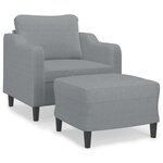 vidaXL Fauteuil avec repose-pied Gris clair 60 cm Tissu