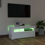 vidaXL Meuble TV avec lumières LED blanc brillant 90x35x40 cm