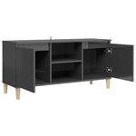 vidaXL Meuble TV avec pieds en bois Gris brillant 103 5x35x50 cm