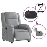 vidaXL Fauteuil de massage inclinable électrique gris clair tissu
