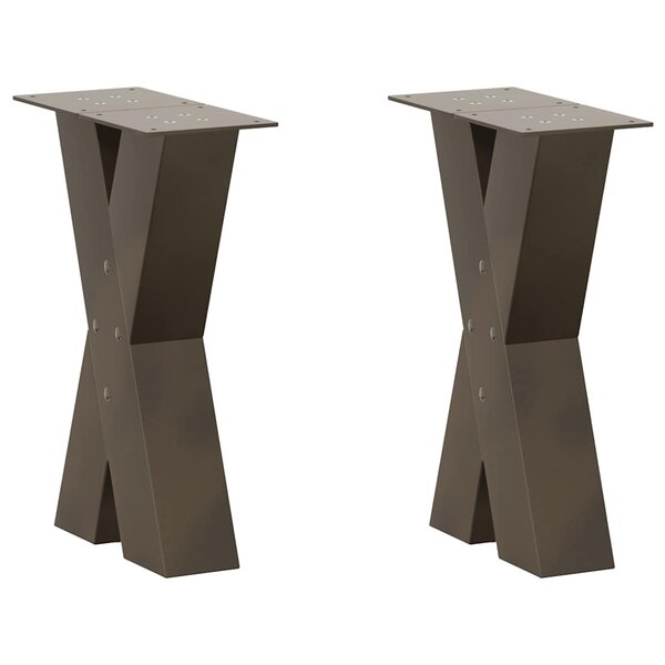 vidaXL Pieds de table basse en forme de X  2 pièces  acier naturel  38 x (42-43) cm