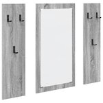 vidaXL Porte-manteau mural avec stockage avec miroir Sonoma gris 96 x 1 5 x 90 cm