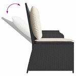 vidaXL Banc de jardin avec coussin Noir Poly rotin