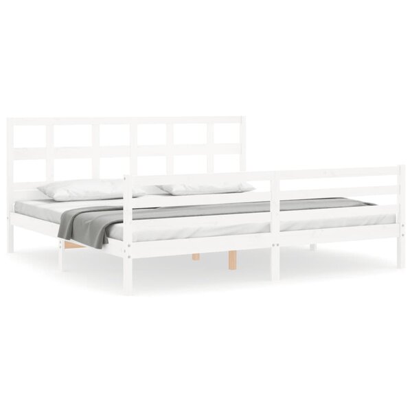 vidaXL Cadre de lit sans matelas blanc bois massif