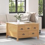 vidaXL Table basse avec tiroir HILL Marron miel 79 5 x 79 5 x 49 cm