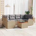 vidaXL Ensemble de canapé de jardin 7 Pièces Beige Poly rotin