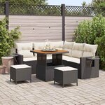 vidaXL Ensemble de canapé de jardin avec coussin 8 Pièces Noir et crème