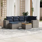 vidaXL Salon de jardin 7 Pièces avec coussins gris résine tressée