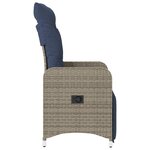 vidaXL Chaise de jardin inclinable avec coussins en résine tressée grise