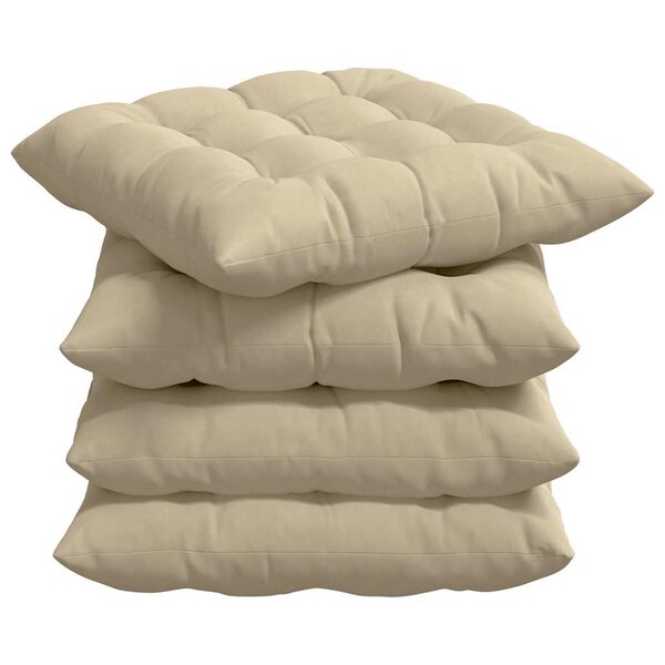 vidaXL Coussins de siège 4 Pièces Crème 40 x 40 x 6 cm Microfibre