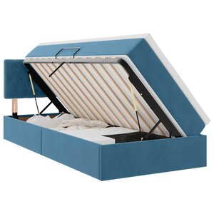 vidaXL Lit de rangement LED avec matelas Bleu foncé 100 x 200 cm