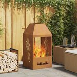 vidaXL Braise Marron 50 x 50 x 100 cm Acier résistant aux intempéries