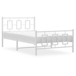vidaXL Cadre de lit métal sans matelas et pied de lit blanc 107x203 cm