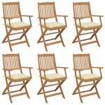 vidaXL Chaises pliables de jardin 6 Pièces avec coussins Bois d'acacia