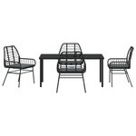 vidaXL Ensemble de salle à manger de jardin 5 pièces avec coussins Noir Poly Rotin