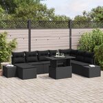 vidaXL Ensemble de canapé de jardin 9 Pièces Noir Poly rotin