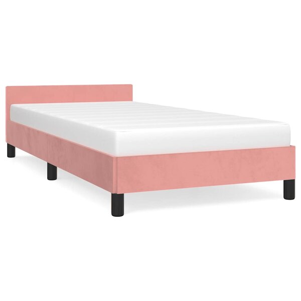 vidaXL Cadre de lit et tête de lit sans matelas rose 90x200 cm velours