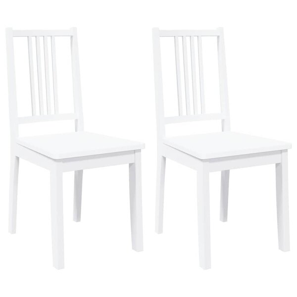 vidaXL Chaises à manger 2 Pièces blanc bois massif caoutchouc