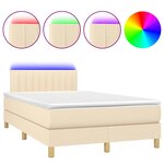 vidaXL Sommier à lattes de lit matelas et LED crème 120x190 cm tissu