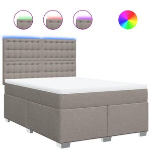 vidaXL Sommier à lattes de lit avec matelas Taupe 140x200 cm Tissu