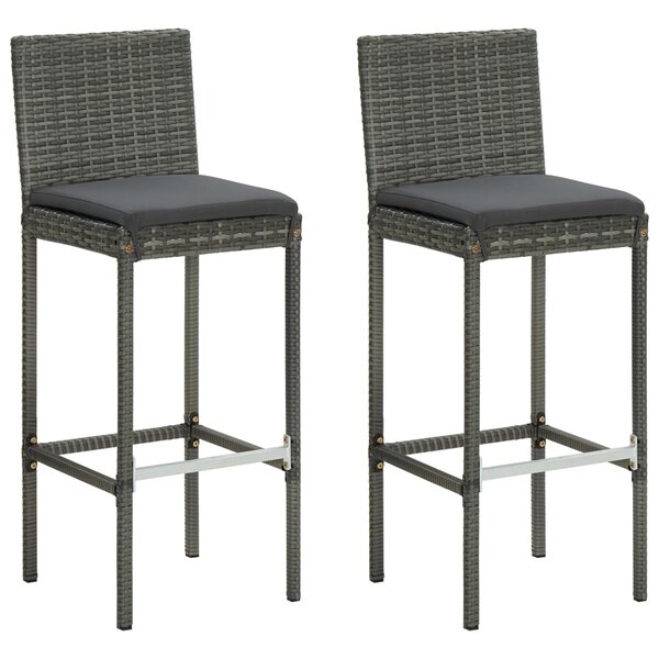 vidaXL Tabourets de bar de jardin et coussins lot de 2 résine tressée