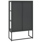 vidaXL Buffet haut Anthracite 80x35x135 cm Acier et verre trempé