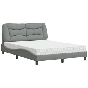vidaXL Lit avec matelas Hvar gris clair 140x190 cm tissu