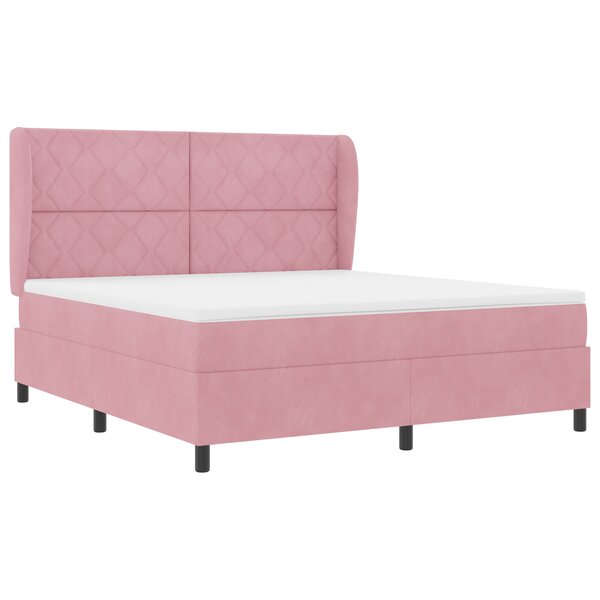 lit box spring vidaXL avec matelas rose 180x200 cm en velours