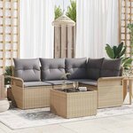 vidaXL Ensemble de canapé de jardin 5 Pièces Beige Poly rotin