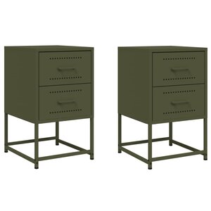 vidaXL Tables de chevet 2 Pièces vert olive 36x39x60 5 cm acier