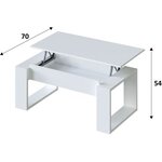 Table basse relevable - Mélaminé blanc - 105 x 55 x 45 cm NOVA