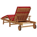 vidaXL Transat avec coussin Rouge 200 x 67 x 84cm Bois d'acacia massif