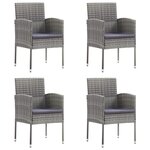 vidaXL Chaises de jardin coussins gris foncé 4 Pièces gris résine tressée